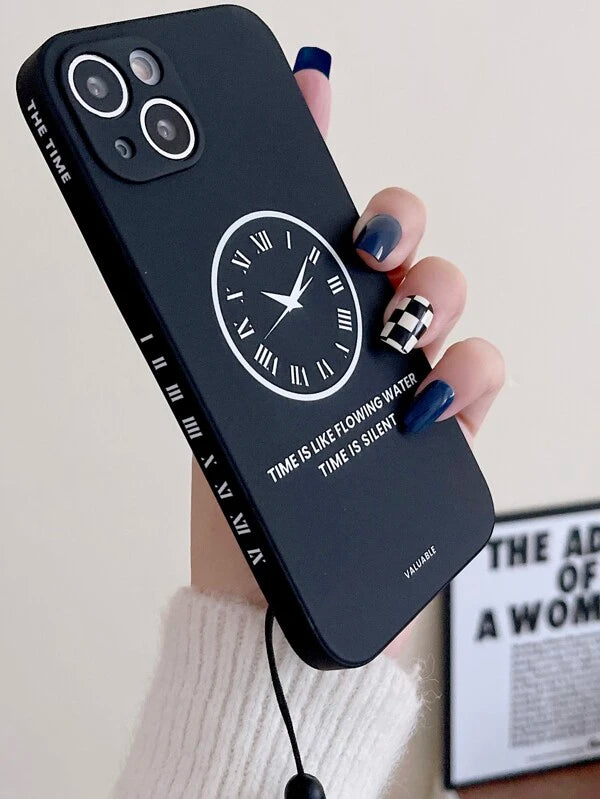 Clock Pattern iPhone Case With Lanyard